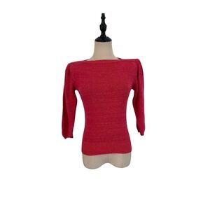 Vtg 80s Viewpoint By Brooks Sweater Small Silk Angora Pink Yellow Puff Sleeve